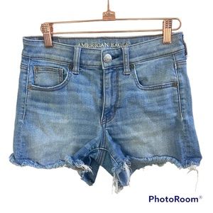 American Eagle High Rise Shortie Super Super Stretch Denim Shorts 4